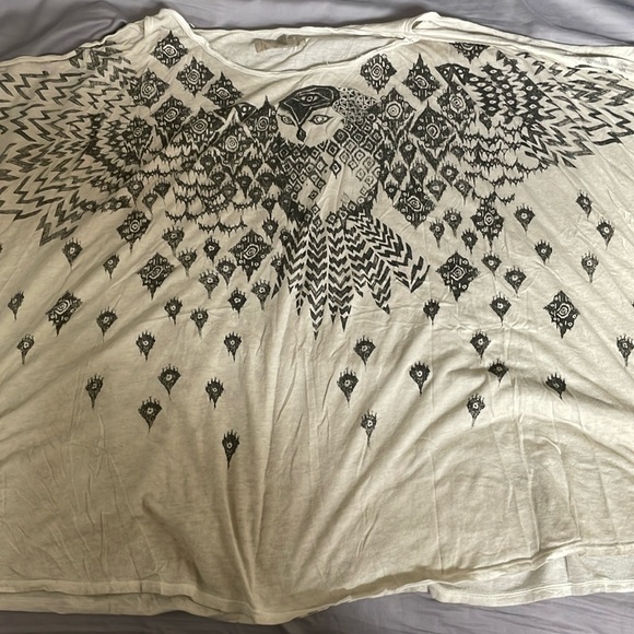 All Saints Open Shoulder T-Shirt Owl Print - Picture 1 of 7